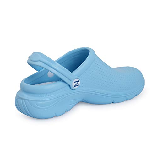 Zuecos Sanitarios Mujer Hombre Enfermera Hospital de Goma, Antideslizantes, Anatomicos, Comodos, Cerrados, Azul (42 EU)