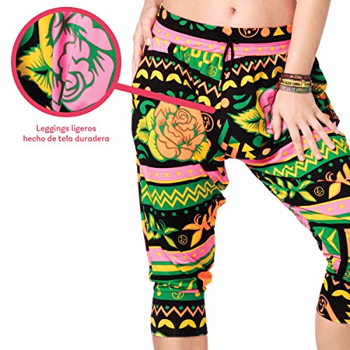 Zumba Capri Pantalon Harem de Entrenamiento Fitness Mallas de Deporte de Mujer, Groovin' Green 0, XS