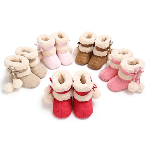 ZUMUii Butterme Baby Caliente Botas De Algodón Suave Antideslizante Soles Lindo Zapatos De Niño para 0-18 Meses Bebé(13CM,Rosa)