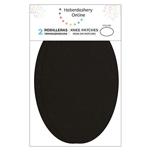 2 rodilleras de Ante color Negro termoadhesivas para planchar. Coderas para proteger tu ropa y reparación de pantalones, chaquetas, jerseys, camisas. 16 x 10 cm. Ref. 93 Negro