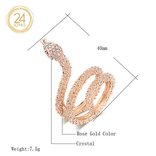 24 JOYAS Anillo Serpiente de Brillantes Ajustable Dorada para Mujer Elegante, Rockera, Punk, Mística