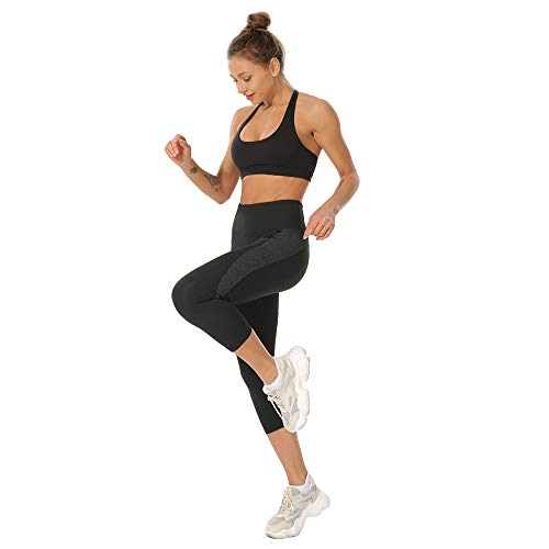 3/4 Leggings Training, Sports for Women, Yoga Leggings. Pantalones de Spandex en el Gimnasio. (Negro A 3/4 Largo, S)