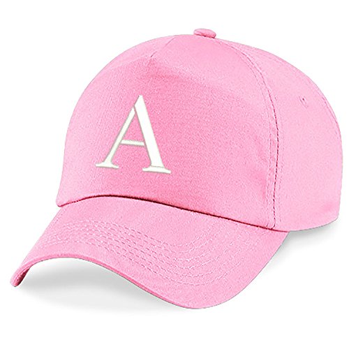 4sold Niños Escuela Bordado Gorra Niños Hat Alphabet A - Z Verde Rosa Claro (A)