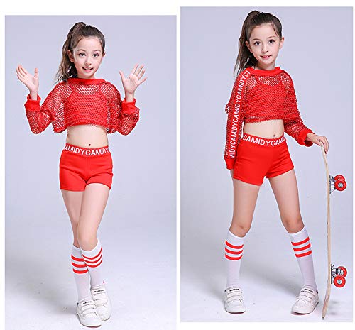 5pcs Girls Modern Jazz Hip Hop Dance Costume Stage Performance Outfit