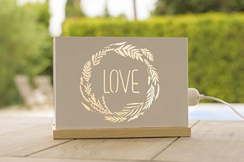 60W 60watios.com Caja Luminosa Letras/Cajas de Metal y Madera Natural, Cuadros de led para Regalos Originales Mujer, decoración, cumpleaños Mensajes Personalizados (lo Mejor de la Vida, los Amigos)