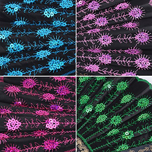 8pcs Abanicos Boda de Mano Plegables Español Flamenco Baile Negro con Patrones de Colores Distintos para Regalo Recuerdo Mujer Novia Invitados Detalle Boda Fiesta Baile Arte Material Plástico Tela (B)