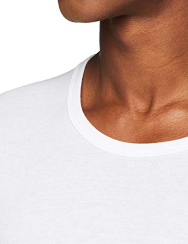 ABANDERADO Camiseta de Manga Corta Cuello Redondo de algodón canalé, Blanco, L para Hombre