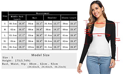 Abollria Cardigan Corta Mujer con Mangas Largas Elegante Bolero Boda Chaqueta Pequeña Toreras de Punto para Fiestas Ceremonia Novia Party