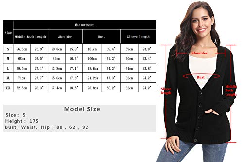 Abollria Cárdigan Mujer Básico Chaqueta de Punto con Botones Clasico Suéter Cárdigan Manga Larga Casual Rebeca Jerseys Sweater V-Cuello para Primavera Otoño Invierno