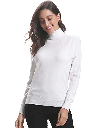 Abollria Elegante Suéter para Mujer Jerséy de Cuello Alto Clásico Pullover de Punto Basic Prendas de Punto Sweater Manga Larga para Otoño Invierno