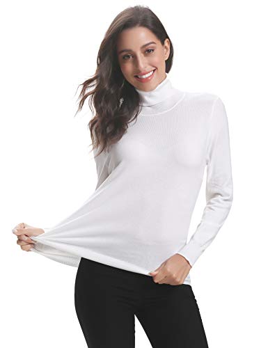 Abollria Elegante Suéter para Mujer Jerséy de Cuello Alto Clásico Pullover de Punto Basic Prendas de Punto Sweater Manga Larga para Otoño Invierno