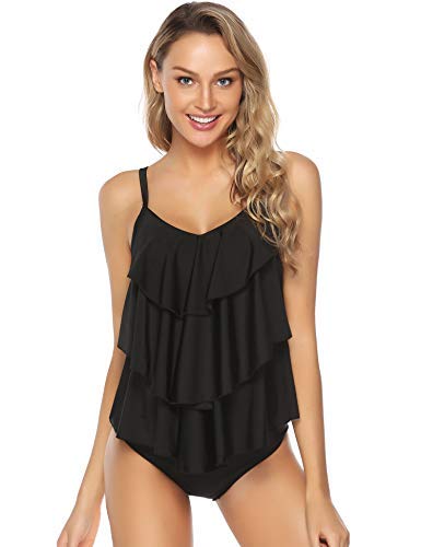 Abollria Traje de Baño en Dos Piezas Sexy Mujer Tankini Vest + Short de Baño Traje Conjunto de Bañador Swimsuit para el Mar, Playa, Piscina, Fiesta, Vacaciones