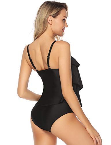 Abollria Traje de Baño en Dos Piezas Sexy Mujer Tankini Vest + Short de Baño Traje Conjunto de Bañador Swimsuit para el Mar, Playa, Piscina, Fiesta, Vacaciones