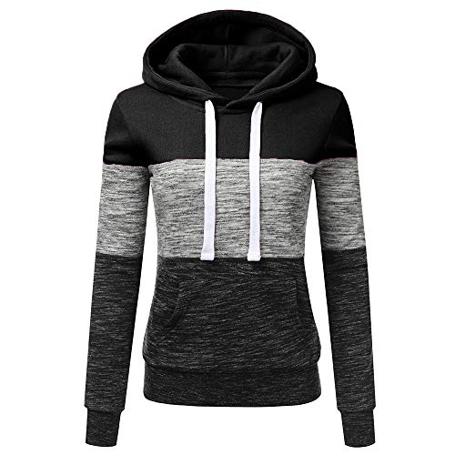 Abrigo De Invierno con Capucha De Las Mujeres Patchwork Chaqueta con Cremallera De Lana Caliente Abrigo De AlgodóN con Capucha Casual Outwear Sudadera con Capucha Deportiva riou