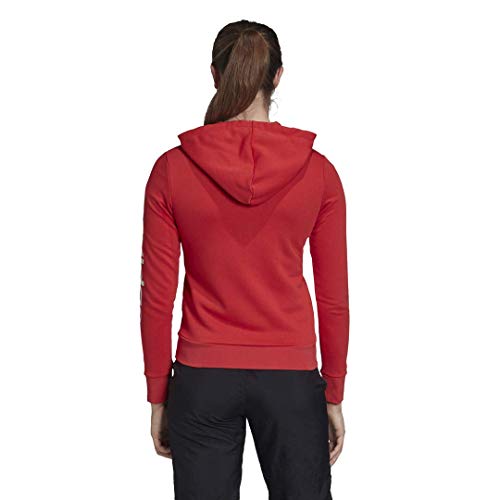 adidas Essentials - Chaqueta con capucha con cremallera completa para mujer, color escarlata, XS