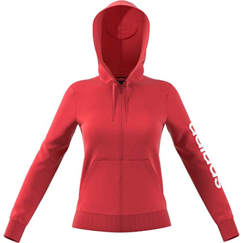 adidas Essentials - Chaqueta con capucha con cremallera completa para mujer, color escarlata, XS