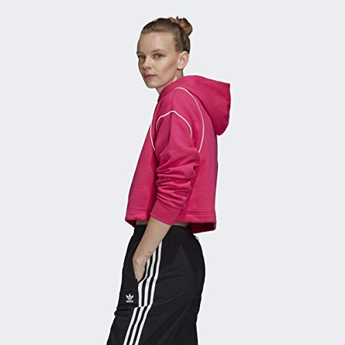 adidas Sudadera con capucha corta para mujer - IYX60, Sudadera Cropped, XXS, Magenta real.