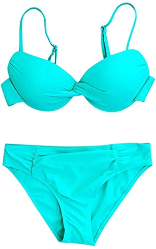 AGLOAT Traje de baño de mujer push up brasileño, conjunto de bikini halter retro, traje de baño H-M