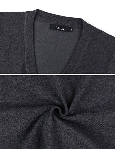 Aibrou Chaleco Sin Mangas Hombre Suéter Tanque Tops Invierno Jerséis de Punto Cuello en V Rebecas de Punto para Hombre con Botones