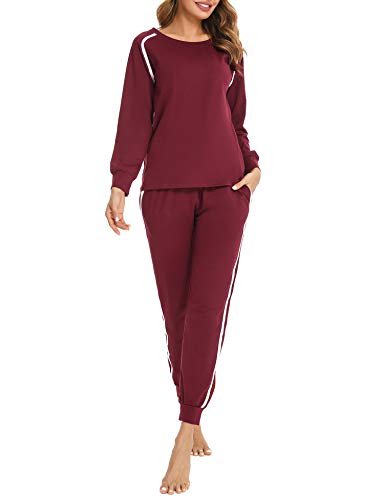 Aibrou Conjunto Chandal Mujer, Conjunto Deporte Largo Chándal Mujer Conjunto Algodon Chándal Mujer Completo 2 Piezas, Ropa Manga Larga de Casa Casual para Otoño Invierno Fitness Yoga Jogging