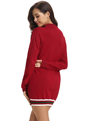 Aibrou Jersey Suéter de Navidad Mujer,Jerséis de Punto Ciervo y muñeco de Nieve Cuello Redondo Suelto Linda y Moda Regalo Ideal para Mujeres