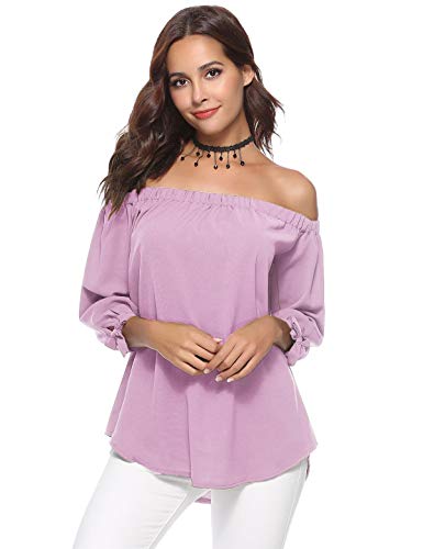 Aibrou Mujeres La Moda Off The Shoulder Camisetas Manga Larga Blusas, Hombros al Descubiertos T-Shirt Playera Top