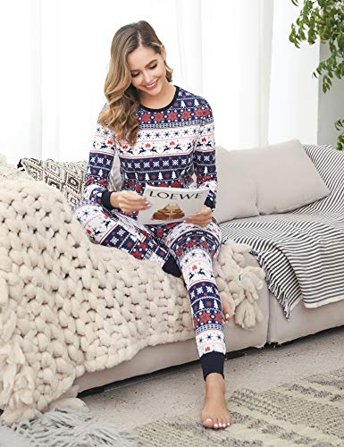 Aibrou Pijamas de Navidad Familia Conjunto Pantalon y Top Pijamas Mujer Hombre Invierno Manga Larga Pijama de Dormir 2 Piezas Niños Niña Ropa de Dormir para Bebés Mamá Papá Romper Homewear