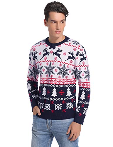 Aibrou Suéter de Navidad Familia Pullover de Punto Jerséis para Mujer Hombre Invierno Manga Larga Jersey Navideño para Niño Niña