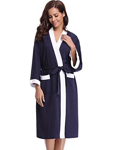 Aibrou Unisex Albornoz Mujer Hombre Primavera Verano Batas y Kimonos Invierno con Cinturón, Muy Suave Cómodo Fino Ligero y Agradable para Hombre o Mujer