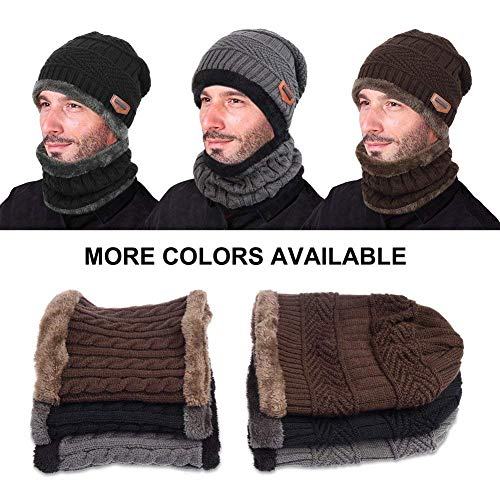 Aisprts Gorro Invierno con Bufanda, Calentar Sombreros Gorras Beanie de Punto Para Hombre Mujer (Gris)