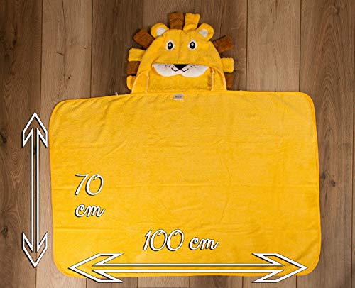 Alenyk toalla niño bebe recién nacido 70X90 poncho de 0-2 años albornoz capucha tridimensional león absorbente ducha piscina baño algodón orgánico