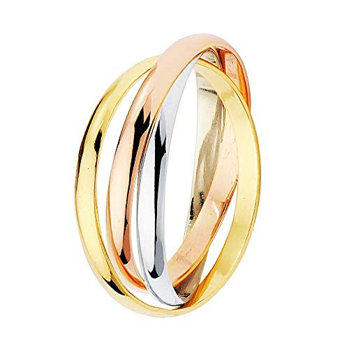 Alianza oro 18k tricolor tres aros media caña 2mm. lisos mujer