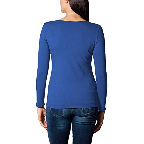 Alkato Camiseta de Manga Larga para Mujer, Azul Brillante, S