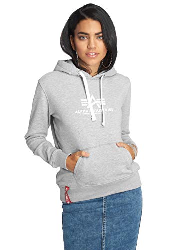 ALPHA INDUSTRIES New Basic Hoody Wmn Sudadera, Grey Heather, XS para Mujer