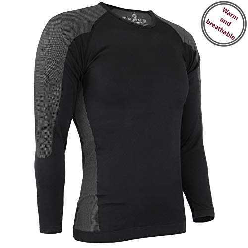 ALPIDEX Set de Ropa Térmica para Hombre, Ropa Interior para esquí - Transpirable, cálida y de Secado rápido, Tamaño:S/M, Color:Black-Grey