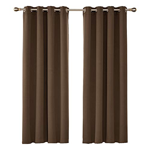 Amazon Brand – Umi Cortinas Opacas de Dormitorio Moderno Térmicas Aislantes Luz para Habitación Suaves 2 Paneles con Ojales 140 x 175 cm Marrón