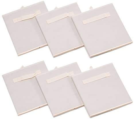 Amazon Brand – Umi Pieghevole Cassette in Tessuto Non Tessuto, Set di 6 Pieghevoli Organizzatori Cestino Cubi con Doppi Manici Organizer Portaoggetti per Casa, Ufficio, Asilo Nido, Beige