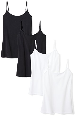 Amazon Essentials 4-Pack Camisole tank-top-and-cami-shirts, Negro Blanco, US M (EU M - L)