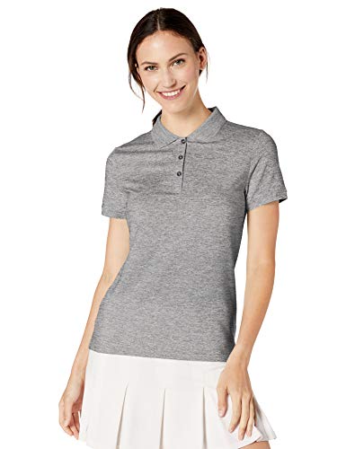 Amazon Essentials - Polo de manga corta para mujer, Grey Spacedye, US M (EU M - L)