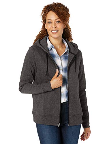 Amazon Essentials - Sudadera con capucha impermeable con forro térmico y cremallera completa para mujer, Gris (Charcoal Heather), US L (EU L - XL)