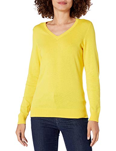 Amazon Essentials Suéter Ligero Con Cuello En V. pullover-sweaters, Amarillo, US S (EU S - M)