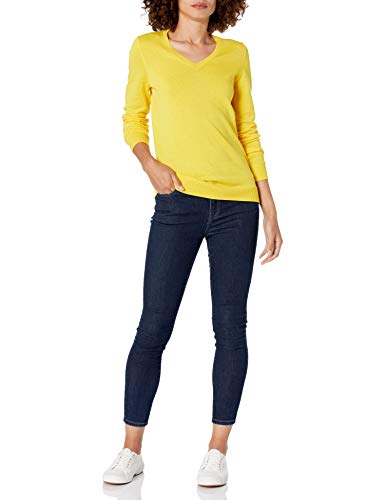 Amazon Essentials Suéter Ligero Con Cuello En V. pullover-sweaters, Amarillo, US S (EU S - M)