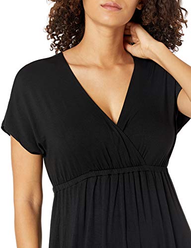 Amazon Essentials - Vestido maxi de sobrepelliz para mujer, Negro, US S (EU S - M)