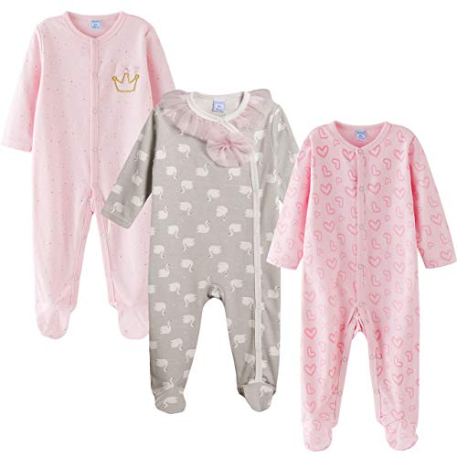 Amomí Pijama Bebé Pelele para Dormir y Jugar, 100% Algodón 1 Pc, Set de 2 Pcs, Set de 3 Pcs (18 Meses, Flamenco Set 3 Pcs)