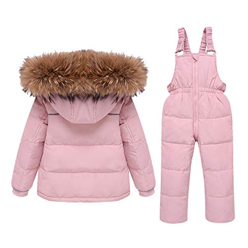 amropi Traje de Nieve Niña Niño Chaqueta con Capucha + Pantalones 2 Piezas Invierno Conjunto de Esquí Rosa,2-3 años