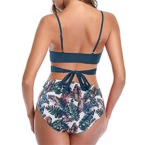 AMYGG Mujeres Criss Cross Trajes de Baño de Cintura Alta Vendaje Bikini Wrap Top Traje de Baño Vendaje Atlético Traje de Baño Halter Trajes de Baño de Dos Piezas H M