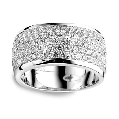 Anillo Velini traje de neopreno para mujer R6804, broche de plata de ley, pendientes con juego de accesorios para ajuste micro, 119 AAA calidad circonitas cúbicas como piedras que shine diamantes.