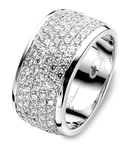 Anillo Velini traje de neopreno para mujer R6804, broche de plata de ley, pendientes con juego de accesorios para ajuste micro, 119 AAA calidad circonitas cúbicas como piedras que shine diamantes.