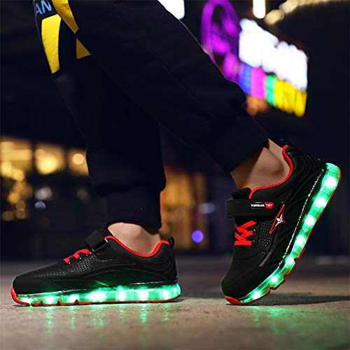 Ansel-UK LED Zapatos Verano Ligero Transpirable Bajo 7 Colores USB Carga Luminosas Flash Deporte de Zapatillas con Luces Los Mejores Regalos para Niñas Niños Cumpleaños Navidad Reyes Mango