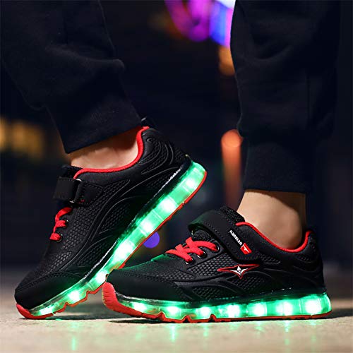 Ansel-UK LED Zapatos Verano Ligero Transpirable Bajo 7 Colores USB Carga Luminosas Flash Deporte de Zapatillas con Luces Los Mejores Regalos para Niñas Niños Cumpleaños Navidad Reyes Mango